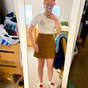 Hollister Tan Button-Up A-Line Mini Skirt